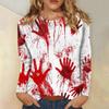Women's Long-sleeved Loose-necked Halloween Print Casual Top, Suitable for Holiday Parties