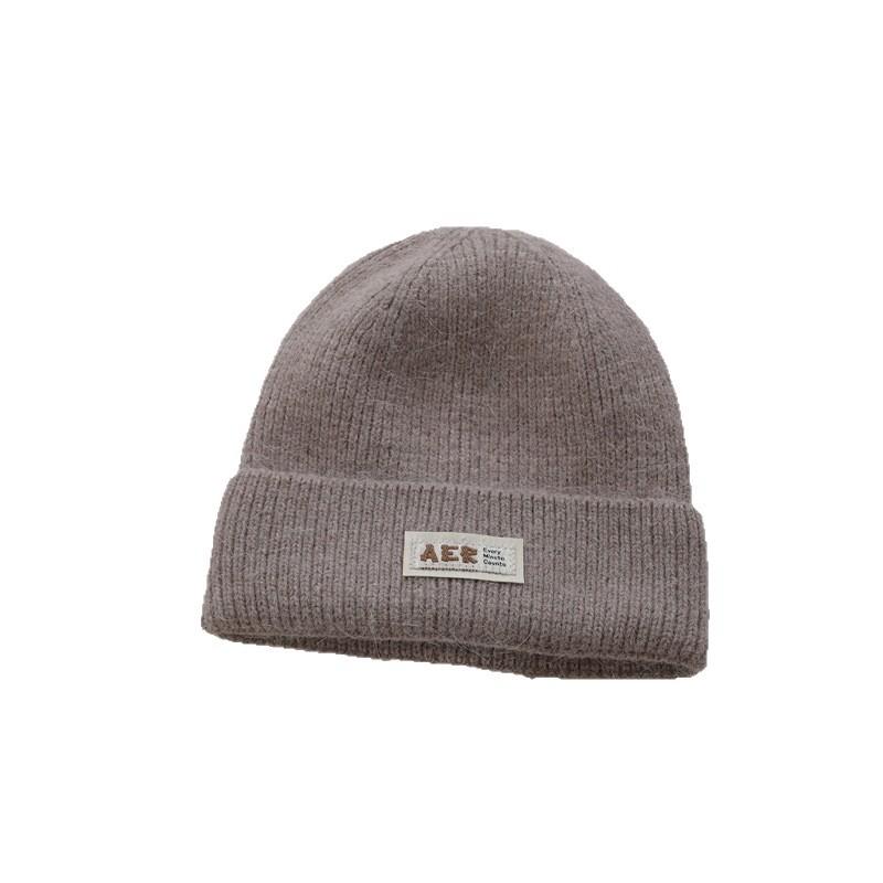 Korean Version of Rabbit Containing Wool Hat with Thickened Autumn and Winter Face Small Ear Protection Couple Versatile Pullover Hat Knit Hat