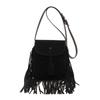 Premium sense simple niche design retro tassel shoulder messenger bag women's 2025 autumn and winter new trendy bucket bag