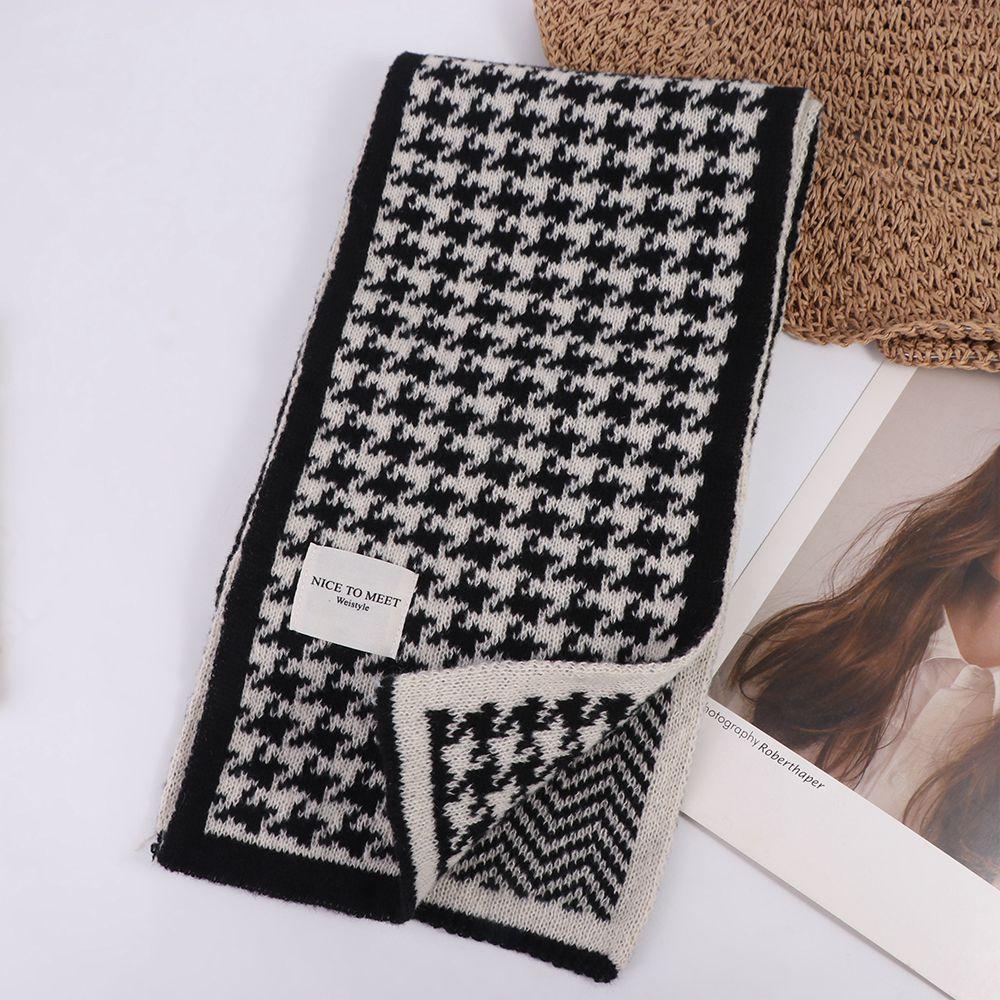 Soft Plaid Knitted Scarf Letter Winter Neck Scarf Kawaii Long Warm Lattice Shawl  Travel