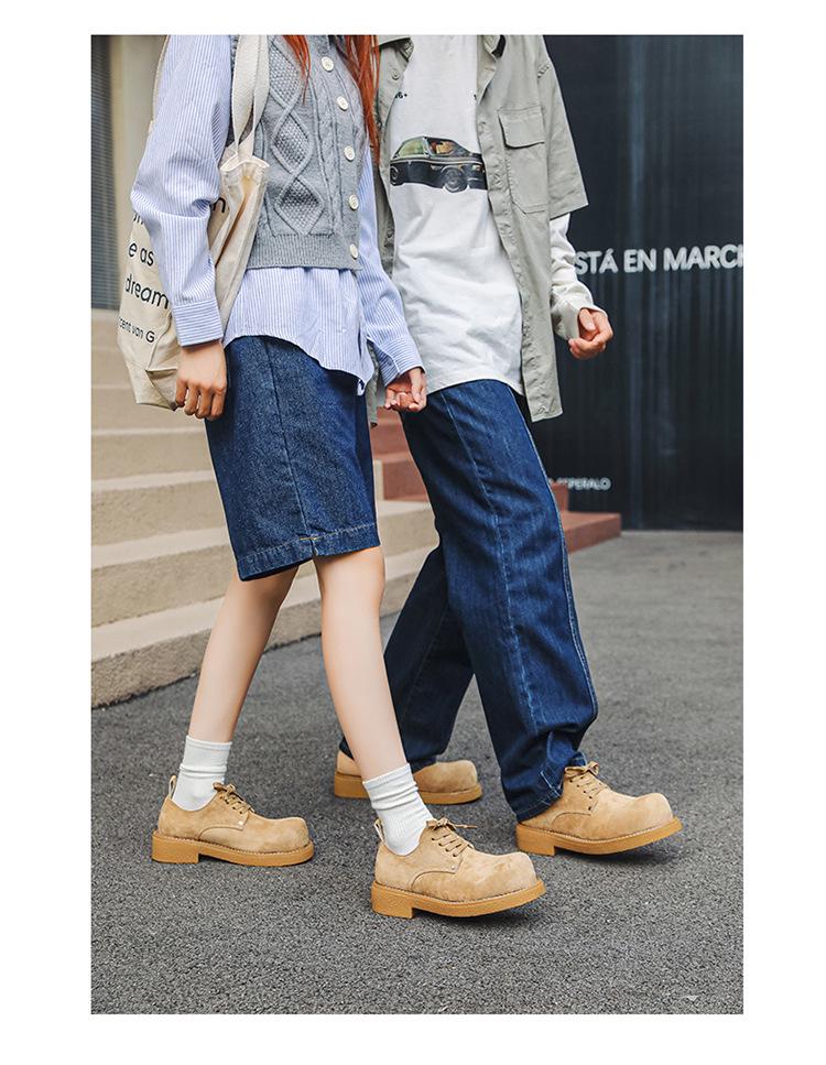 Retro Distressed Men's & Women's Round Toe Platform Derby Shoes - Autumn Collection 14411-J