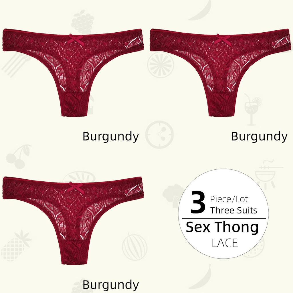 Low-Middle Waist Ladies Thong Panties, Non-marking Comfortable Breathable Women's T Pants Lace Sexy Women's Panties