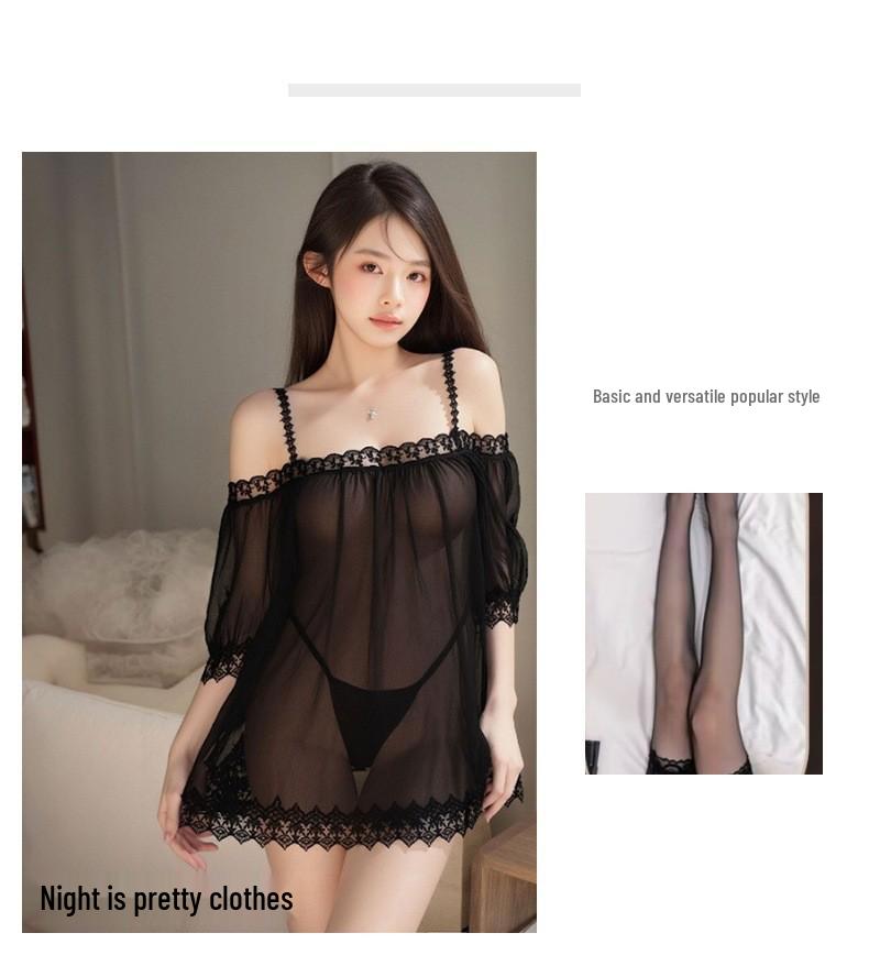 Sensual Sheer Couples Lingerie Set: Camisole and Robe for Flirty Bedtime Fun