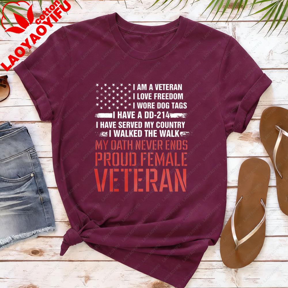 Proud FeUnisex Veteran Shirt Veteran Day Oneck Tshirt 4th of July Gift Veteran Women clothes Thank You Veterans Shirt