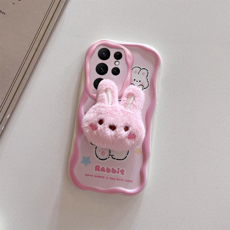 

Plush Doll Cream Shell TPU Phone Case with Lanyard Ring for Samsung S Series Samsung S22