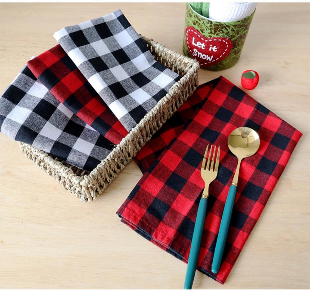 6pcs Rustic Buffalo Plaid Cotton Cloth Napkins Holiday Gingham Dinner Napkins for Christmas Thanksgiving Table Decoration