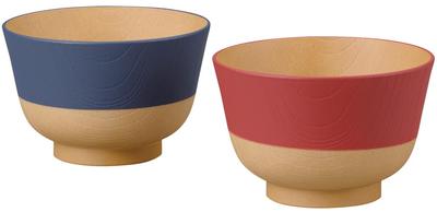 Kano Gentle Color Antibacterial Soup Bowl 330ml X 2 Lapis 17018 Lazuli/Akane