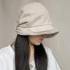Japanischer Baumwoll-Leinen-Falten-Eimerhut fauler Stil kleiner Schirm Sommer atmungsaktiver Leinen-Schirmhut Kopftuch Dame