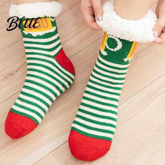 Non Slip Slipper Socks Christmas with Grips for Women Men Thickened Plush Lined Holiday Gift Her Socks Non-slip Winter Thermal Living Room
