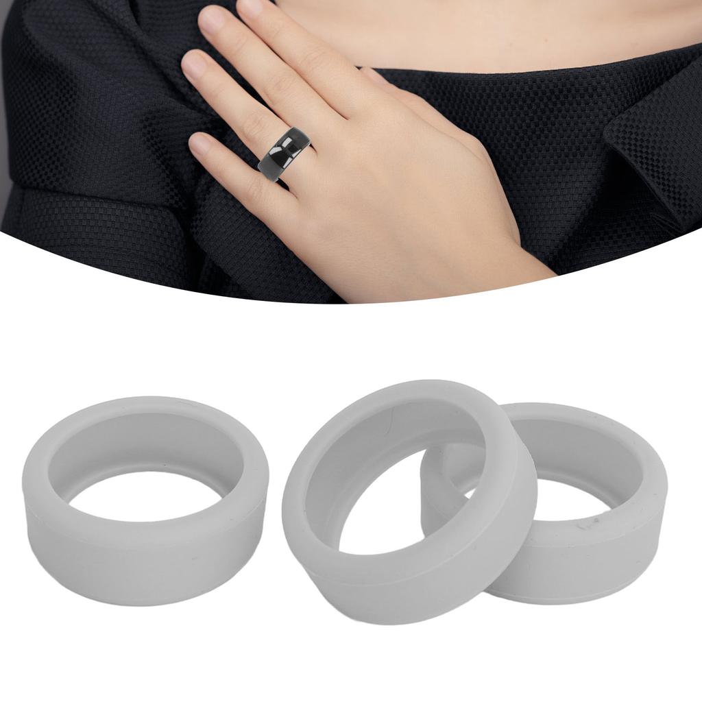 3PCS Silicone Ring Covers for Smart Ring Scratch Resistant Skin Friendly Elastic Ring Protector Protective Sleeve Grey S for Size 6 7 8 9 10