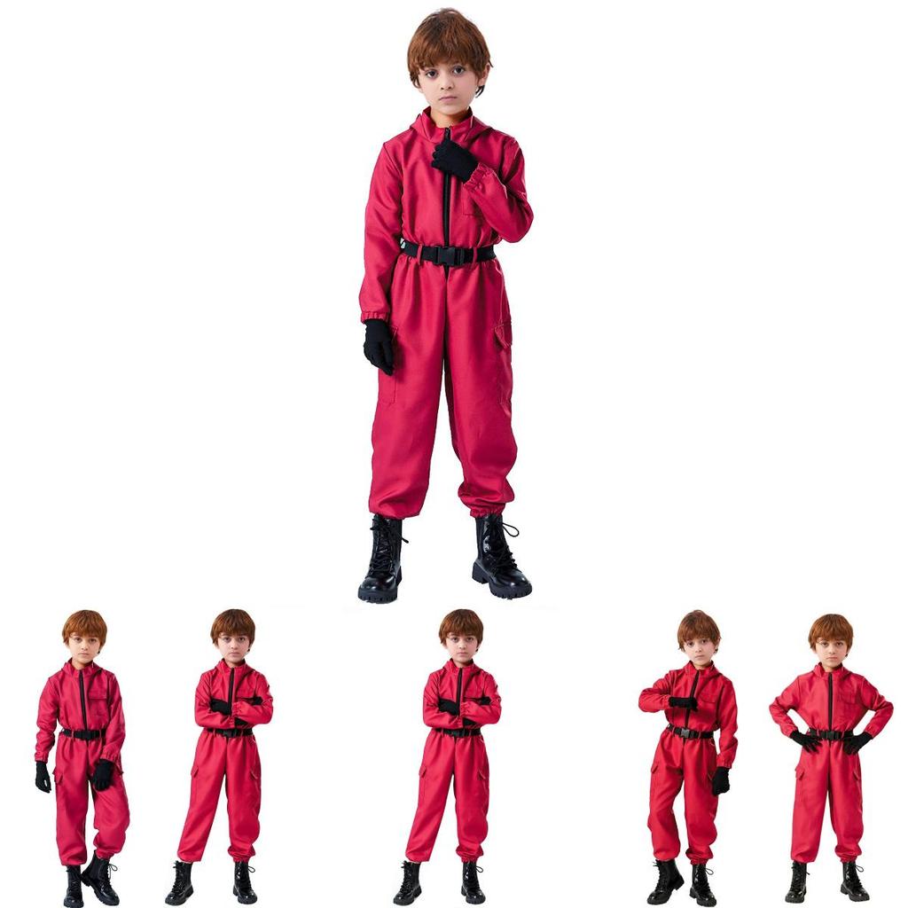 Traje de Role Play do Jogo da Lula Bodysuit Vermelho com Tecido de Poliéster para Adolescentes e Cosplayers Fantasia de Halloween