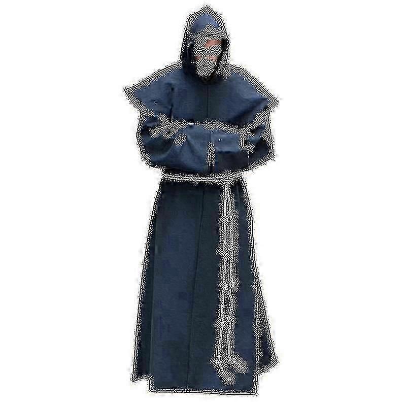S-5xl Renaissance Monk Clergy Habit Scapular Friar Costume Religious Saint Gown Robe Men Priest Hood Cowl Halloween Outfit