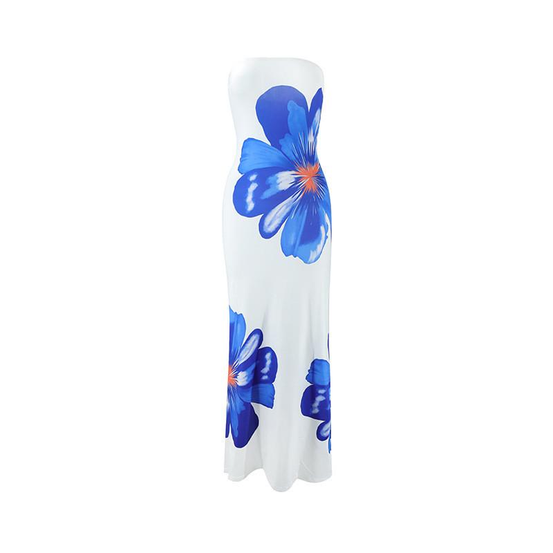 Summer Boho Floral Maxi Dress With Milk Silk Fabric For Vacation And Casual Wear