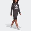 Women's Adidas Originals Long-Sleeved Dresses Women's Black Stand Collar Moderate Mid-Length Bodycon Skirt
