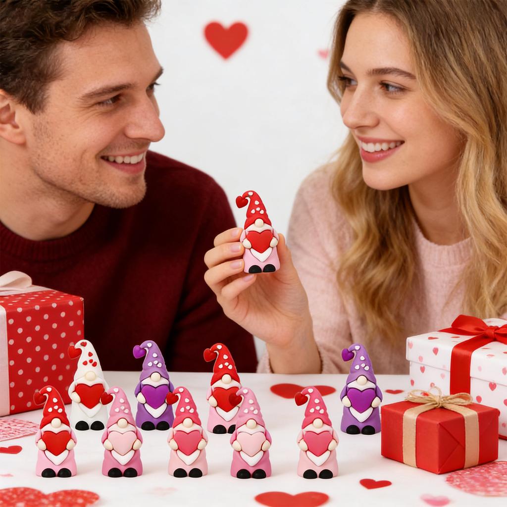 Valentine's Day Gnomes Figures –Cute Gnome Decorations, Valentine's Day Heart Gnomes Figurines, Valentine's Day Collectible Figurines For Home