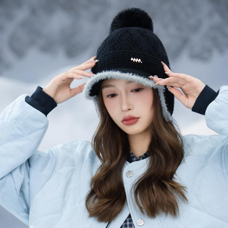 Autumn and Winter Velvet Warm Cap Casual Windproof Ear Protection Hat Outdoor Cold Proof Wool Hat New