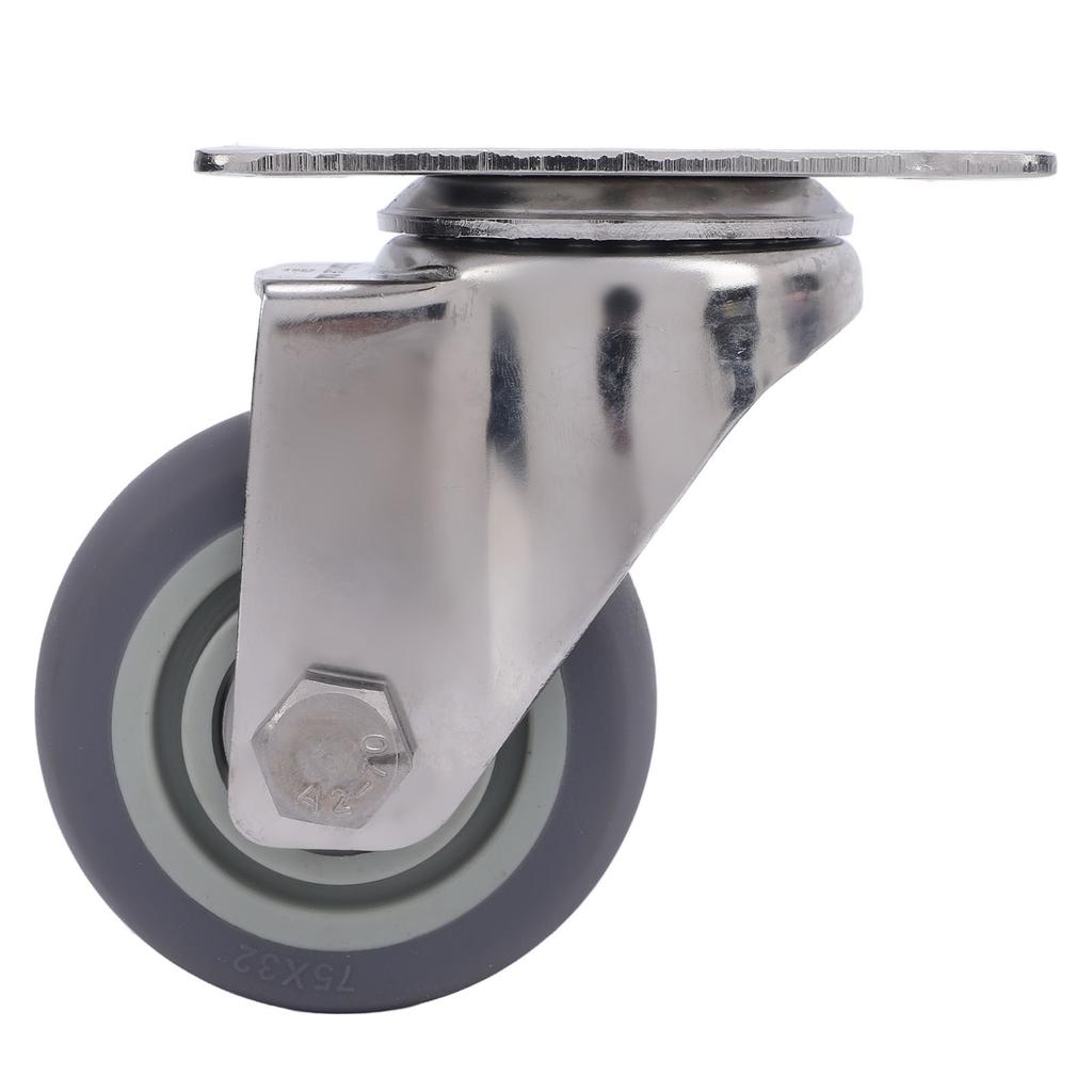 3 Inch Caster 304 Stainless Steel Plate TPR Wheel Quiet Rotating Universal Caster for Cart Furniture Workbench