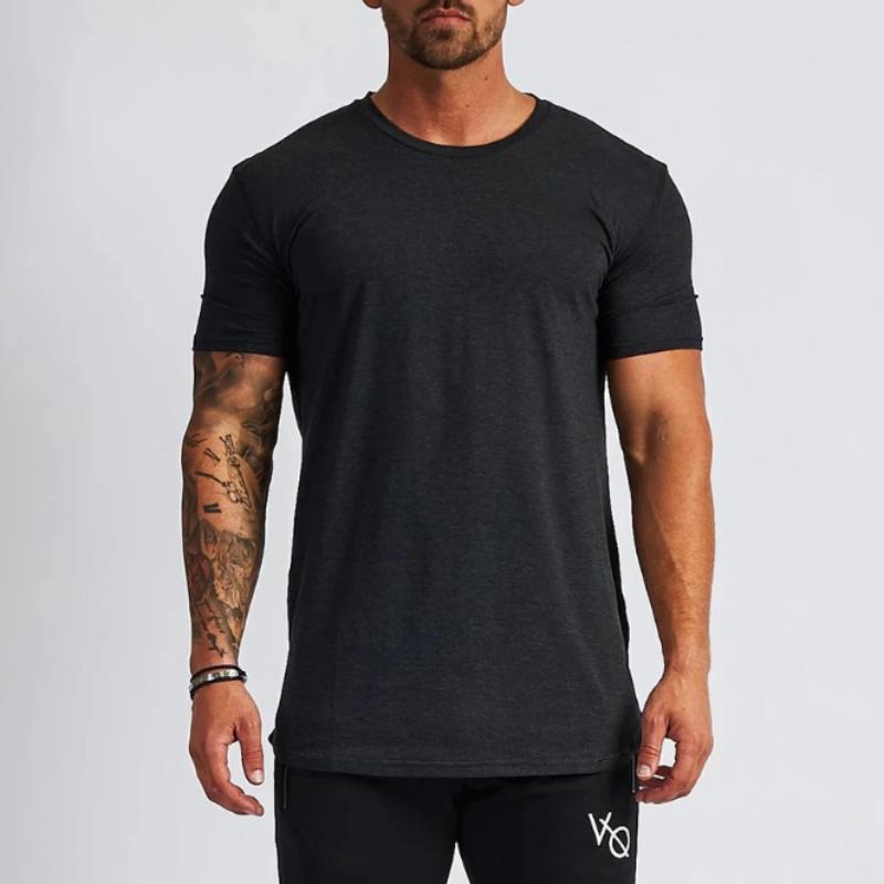 Sommer Neu Einfarbig Lässig Herren T-Shirt Fitness Sport Täglich Vielseitig Rundhals Baumwolle Mode Basic Unterzieh Kurzarm Tops