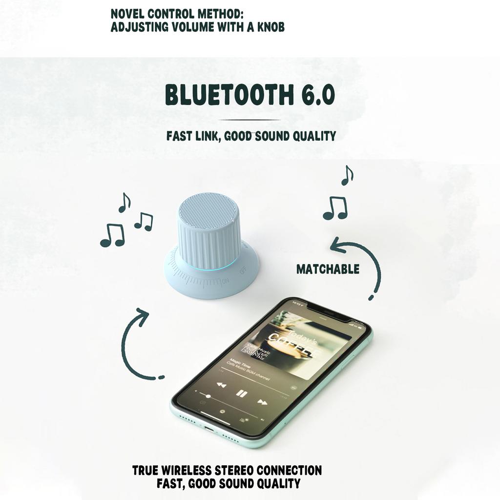 Magnetic Water Proof Bluetooth Speaker With Lighting,small Wireless Speaker ,volume Knob & 360° Sound. Portable For Home, Outdoors & Bathroom