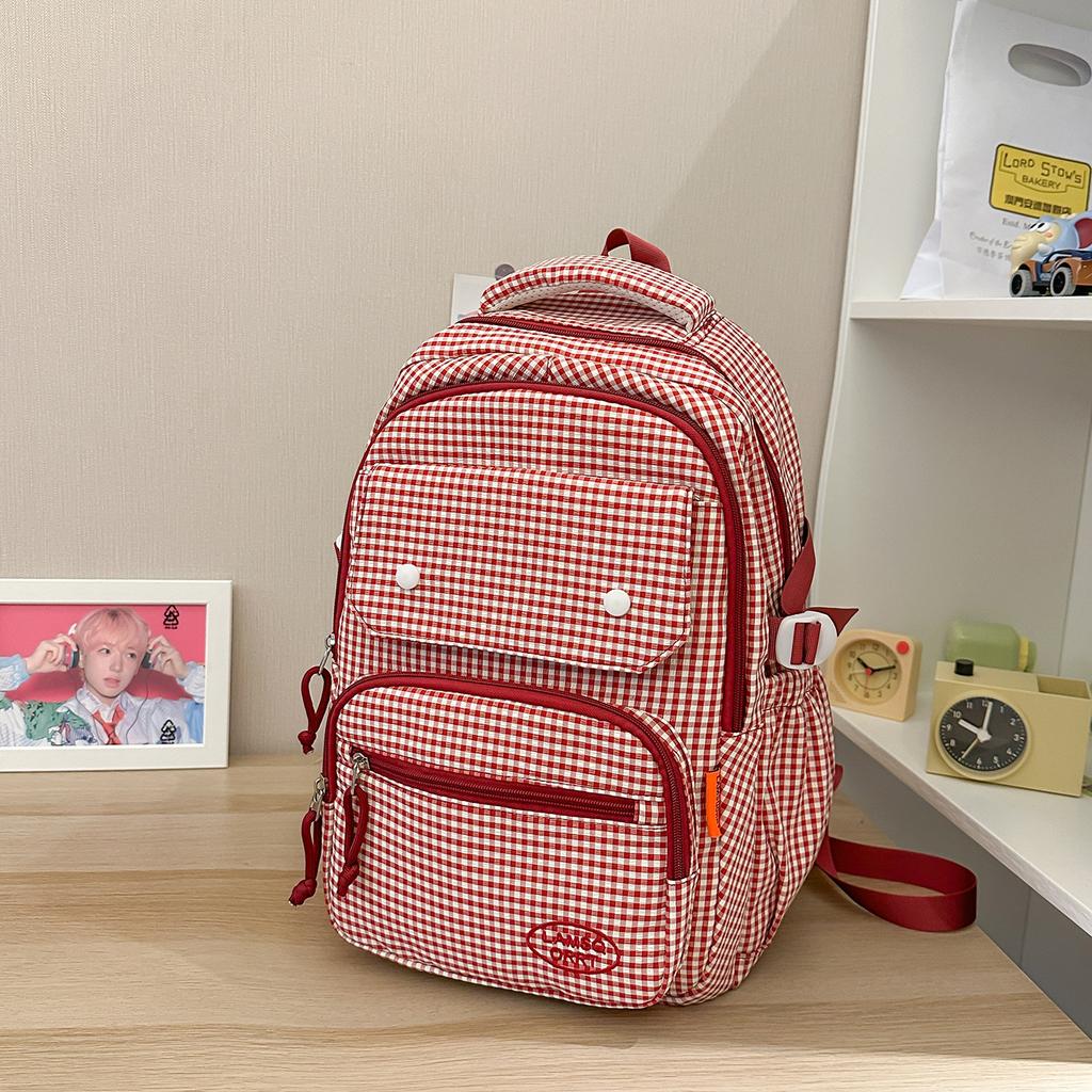Schultasche Neuer Rucksack Karierter Rucksack Retro Pendler Laptop-Rucksack Schüler Rucksack mit großer Kapazität