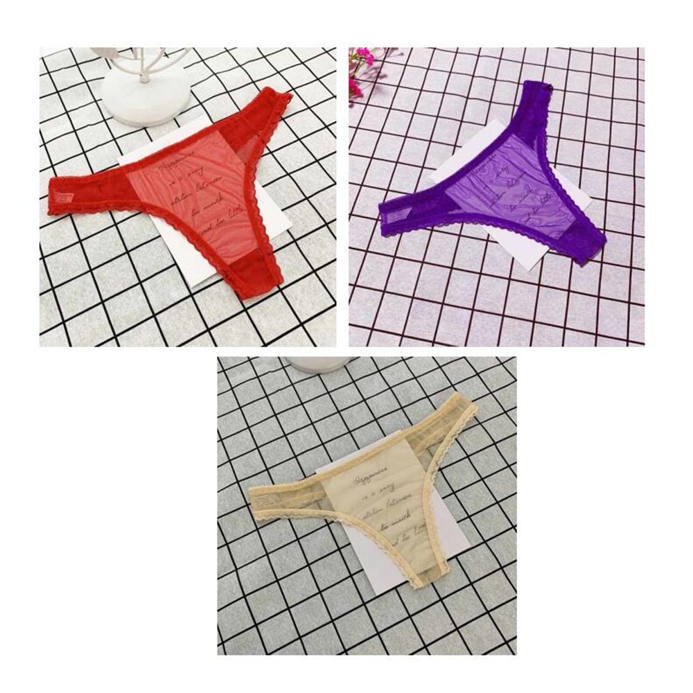 1PCS Transparent Ultra Thin Sexy Thong Women Lace G String Panty Low Waist Ruffles Underwear