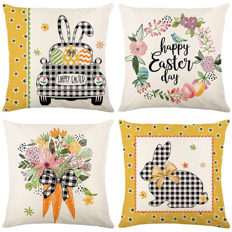 New Easter Pillow Case Rabbit Easter Egg Spring Pillow Home Cushion Cover Pillow