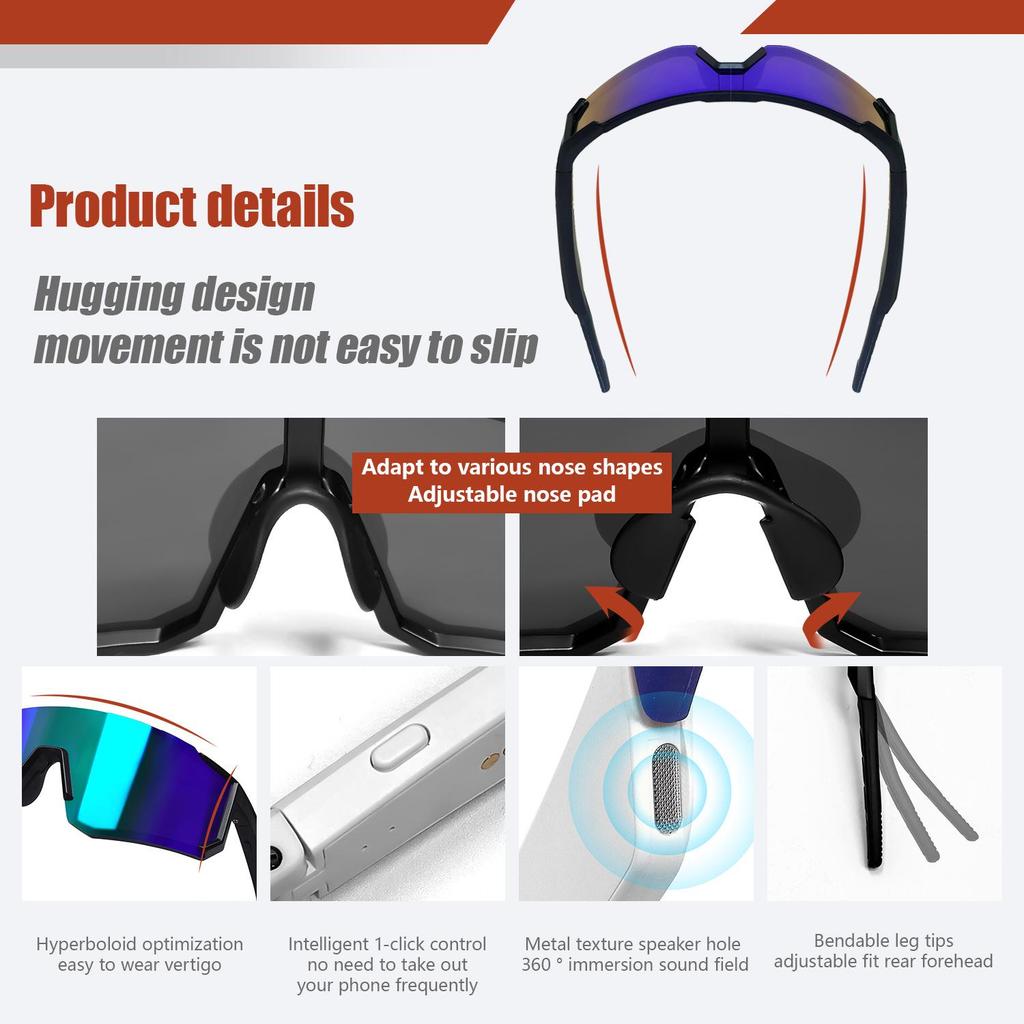 QY-pro01 Bluetooth Cycling Glasses: Outdoor Sports, UV Protection, Music & Calls