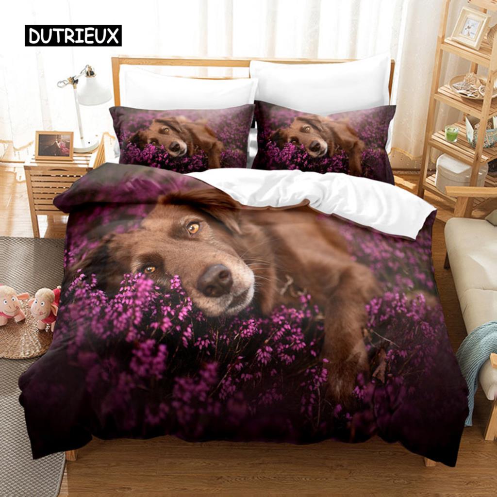Purple 3D Bedding Set Polyester Duvet Cover Queen King Twin Single Lavender Butterfly Quilt Cover