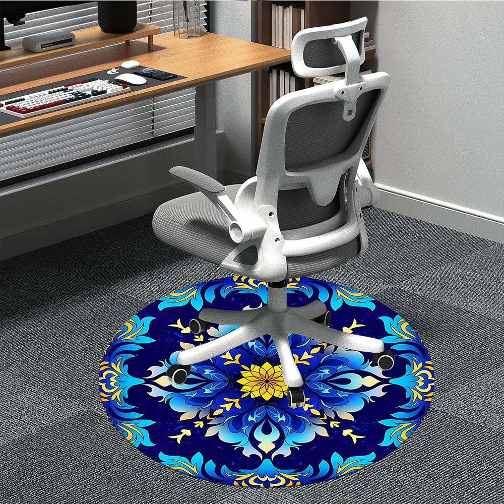 

1pc Floral Mandala Pattern Chair Carpet for Office, Soft, Non-Slip Polyester Mat, Office, Entryway, Living Room, Bedroom, yy251207260 80cm by 80cm