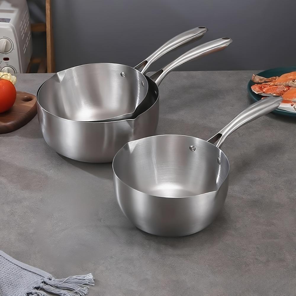 Flat Bottom Stainless Steel Saucepan With Glass Lid Soup Pot Universal Milk Pot Stove
