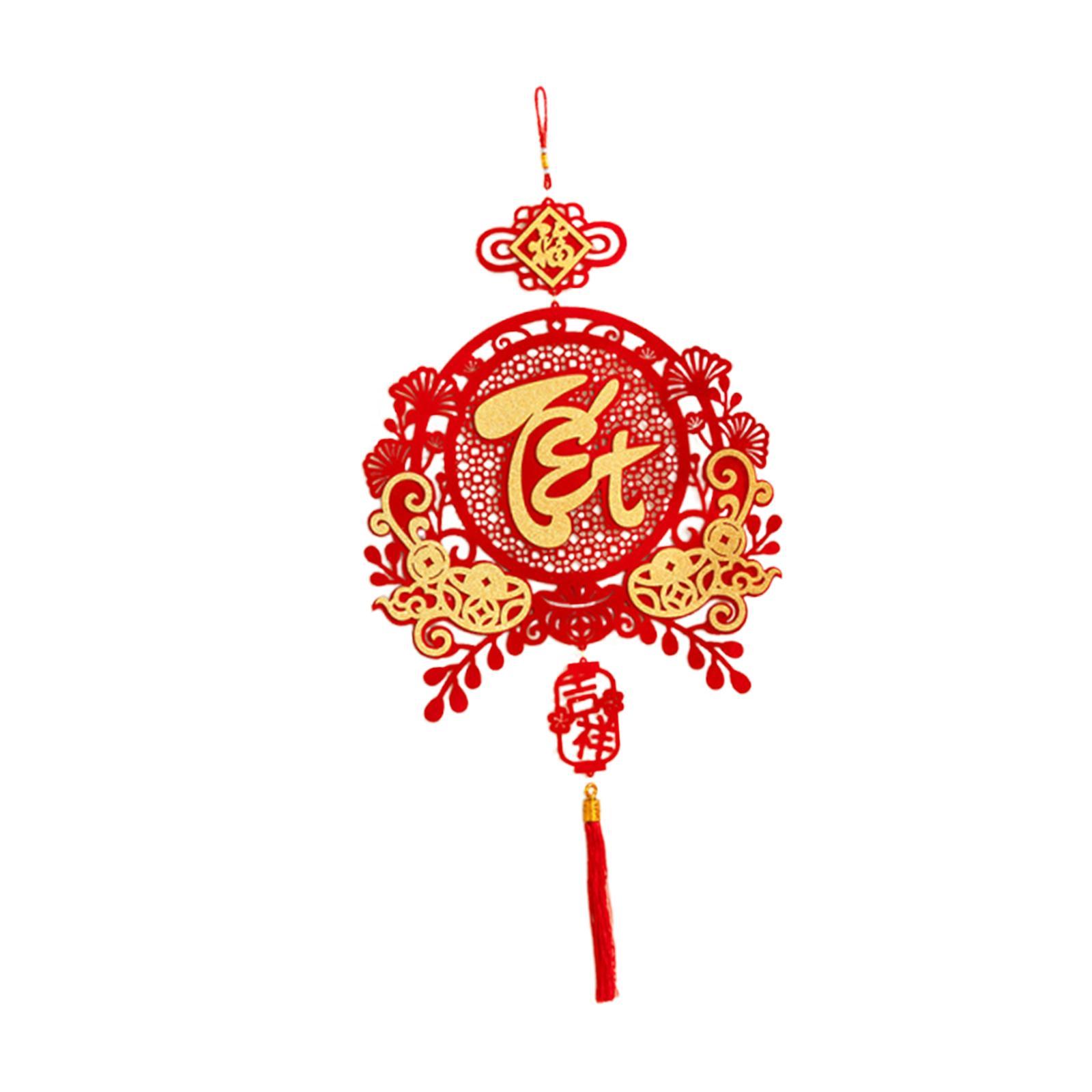 Lunar New Year Flocked Fabric Hanging Decoration Pendant Entryway Ornament for Vietnamese New Year Celebration