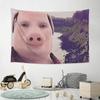 1pc John Pork Art Tapestry Whimsical Pig Face Wall Hanging for Home Decor Birthday Party Backdrop Gift