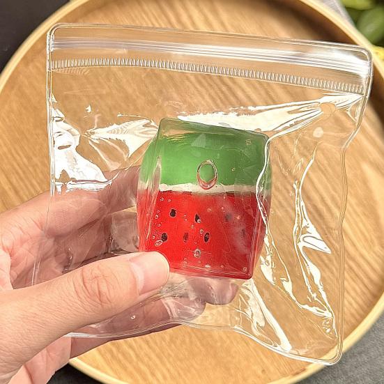 Watermelon Cube Stress Relief Toy Summer Watermelon Squeeze Toy Soft Stretchy Transparent Cube Sensory Relaxation Toy Party Favors