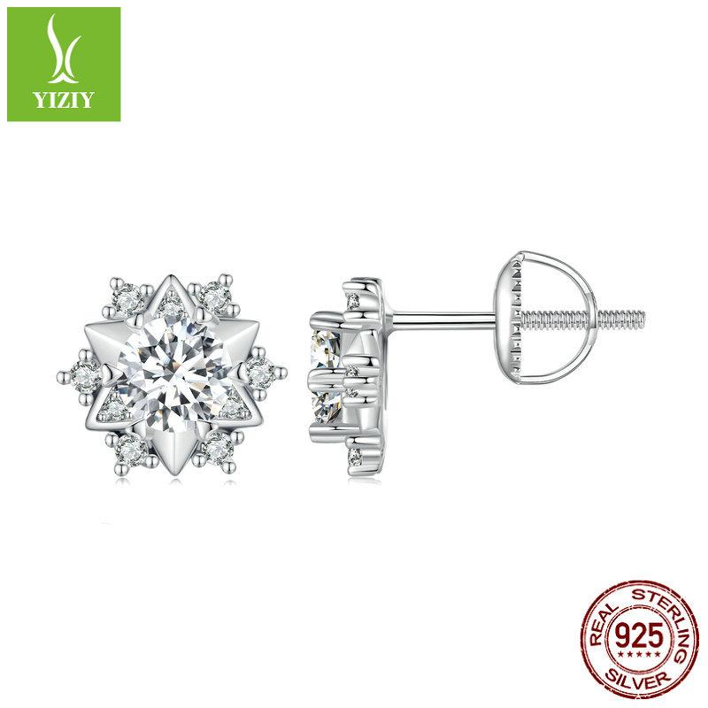 50 Points Shining Mozzarella Diamond Stud Earrings For Women, Bright Star S925 Silver Platinum Plated Earrings Are In Stock.