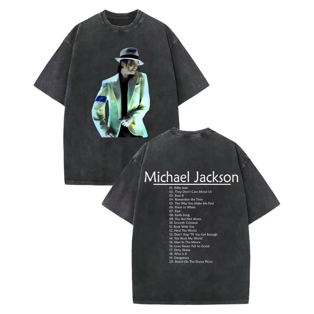 Rock Singer Michael Jackson Graphic T Shirts Mens Women High Quality Vintage Washed Tshirt Summer Casual Loose Cotton Tshirts