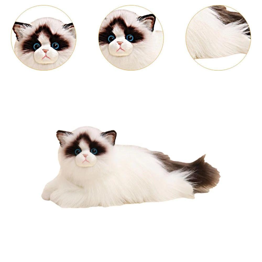 Fluffy Simulated Cat Plush Toys Long Hair Plush Kitty Figures Toy  Children Gift