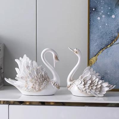Adorno de cisne en forma de pareja para mueble de TV de sala de estar, adorno de cisne, decoración moderna para el hogar, regalos de boda
