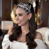 Double Row Pearl Rhinestone Claw Chain Headband with Wedding Veil