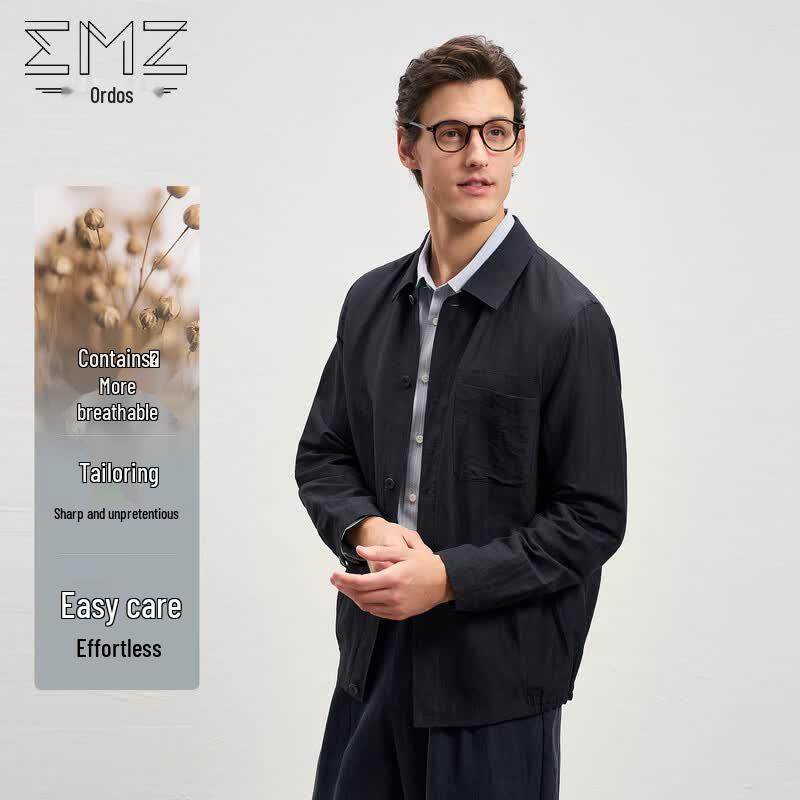 EMZ Men's Linen Blend Casual Lapel Jacket