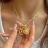 Gold Vajra Pendant Necklace with Diamond Accents - Perfect Gift for Her