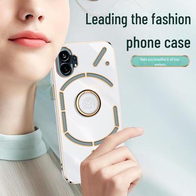 Anti-Fall-Telefonhülle aus galvanisiertem Silikon mit Ringhalter für Nothing Phone1