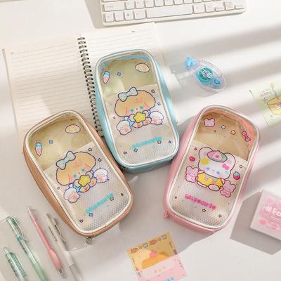 Cartoon Bear Stationery Bag PVC Pencil Case Cartoon Stationery Organizer  School Office