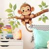Cute Cartoon Little Monkey On Branch Wall Stickers, Self-Adhesive Decor for Kids Room Bedroom Background Wall Decoration