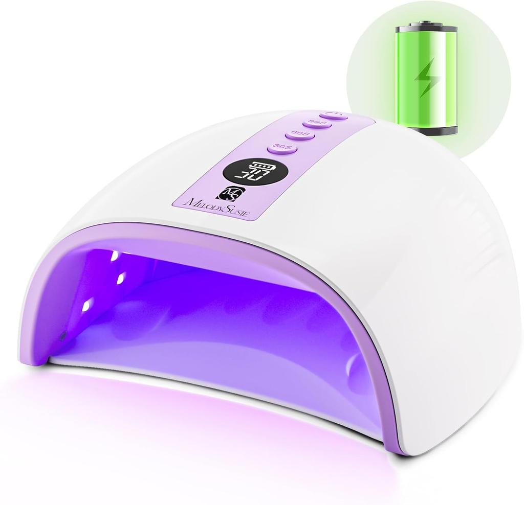 Cordless UV Nail Lamp P-Plus30G, Rechargeable with 3 Timers & Smart Sensor, Cures Builder, Hard, Extension, Acrylic & Chrome Gel