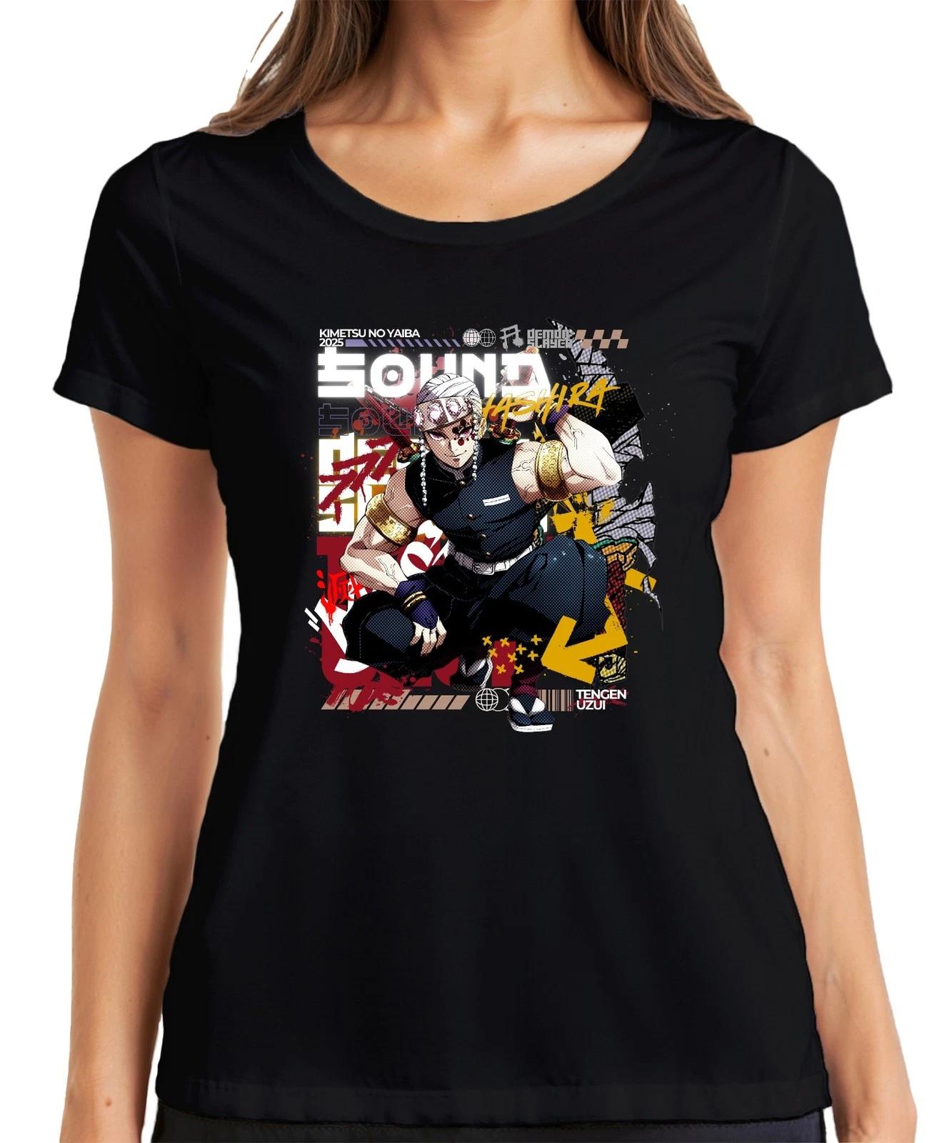 Tengen Uzui Kimetsu no Yaiba Hashira Schwerter Perlen Gold Damen T-Shirt S