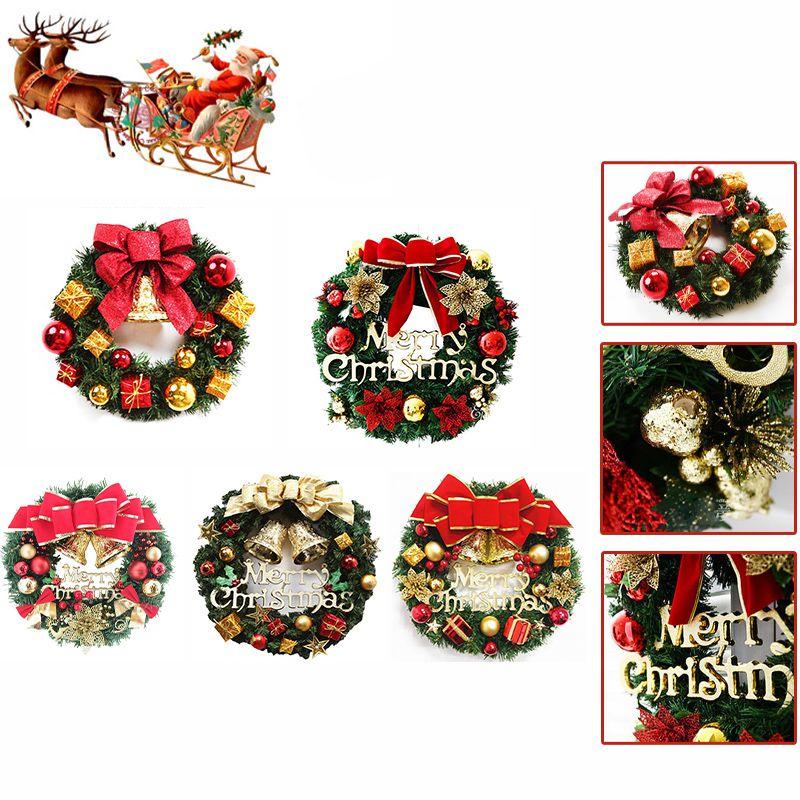 Wreath Christmas Merry Garland Xmas Front Door Wall Decoration Ornament Bell