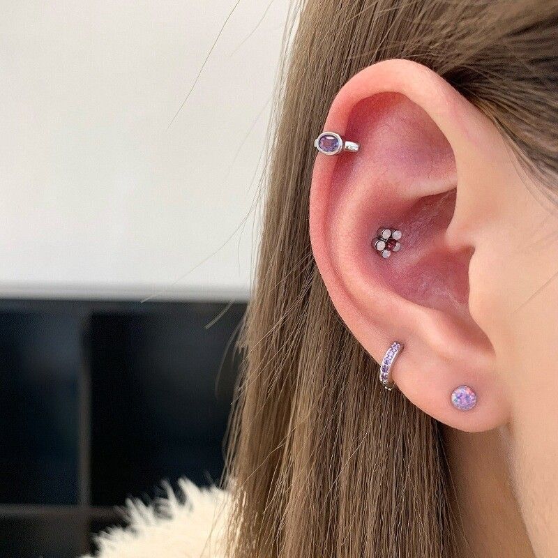 Ringring Store Medical Titanium Steel Ear Studs Edge Buckle Loop Bone Nail Earring Ear Bone Pin Titanium Alloy Earrings Earrings Female