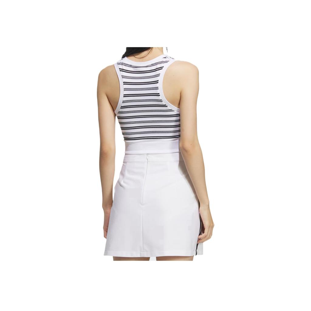 Adidas Originals Striped Round Neck Comfortable Slim Fit Sports Vest Women Tops White KE3722