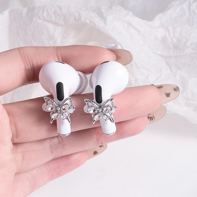 1Pair Butterfly Headphone Buckle Diy Zircon Headphone Decoration Clip Removeable Easy To Install Earbud Accessories