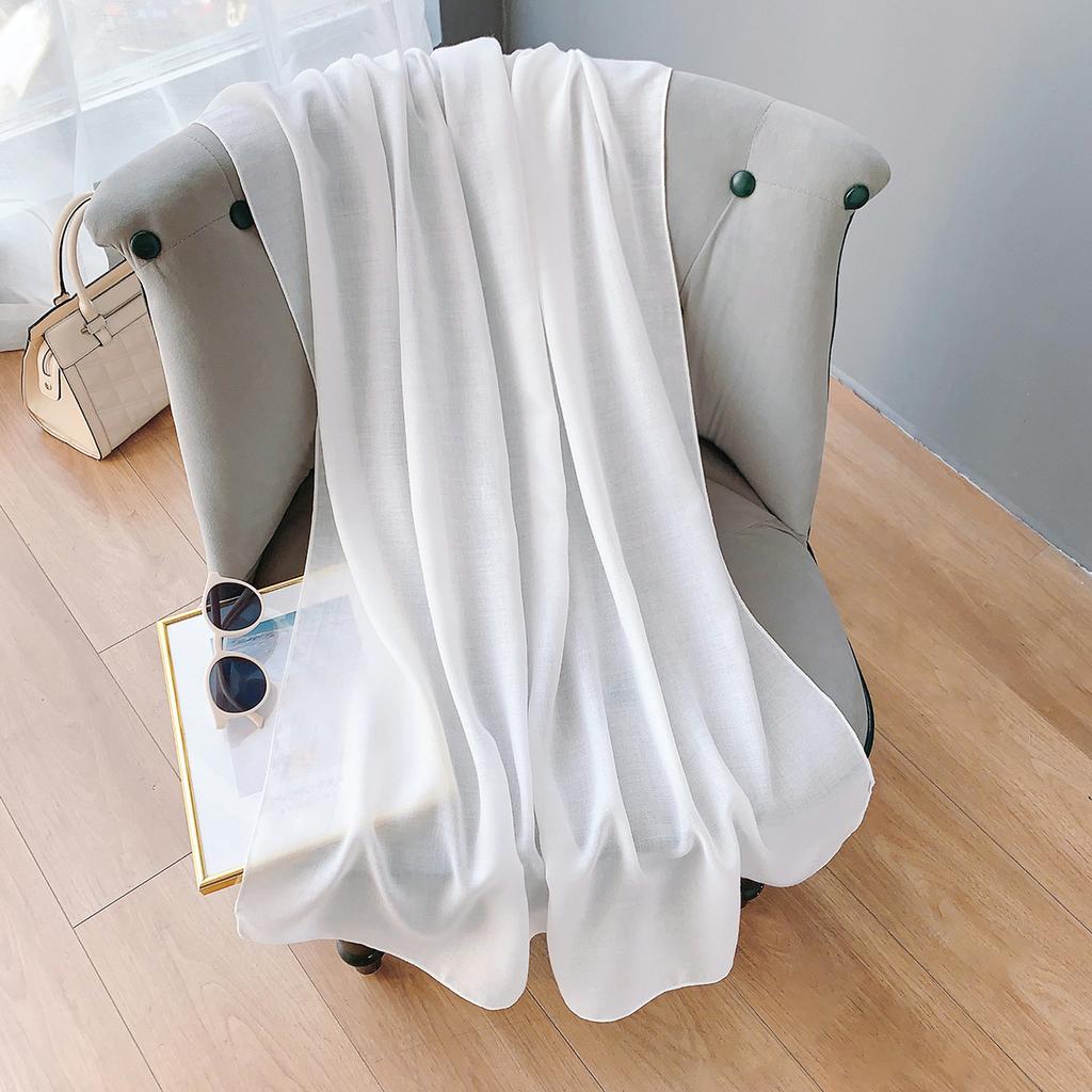 Cotton And Linen Scarf Women'S Literary And Artistic Long Solid Color Shawl Thin Versatile Neck Protection Silk Scarf Air Conditioner Outside The Room